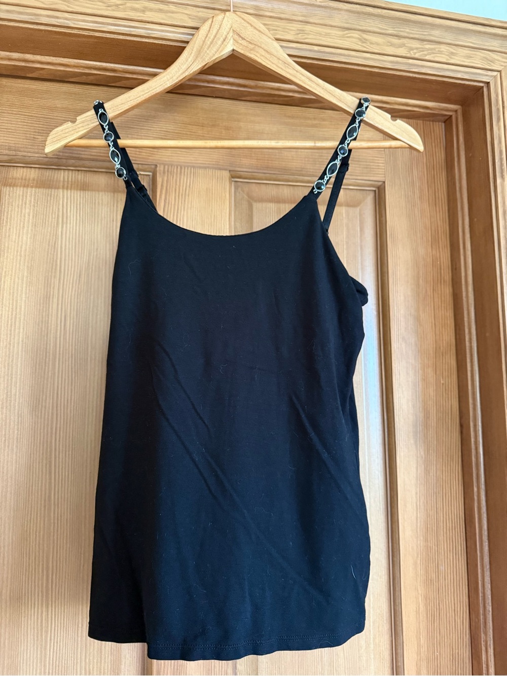 Black Ring-Detail Cami Tank Top